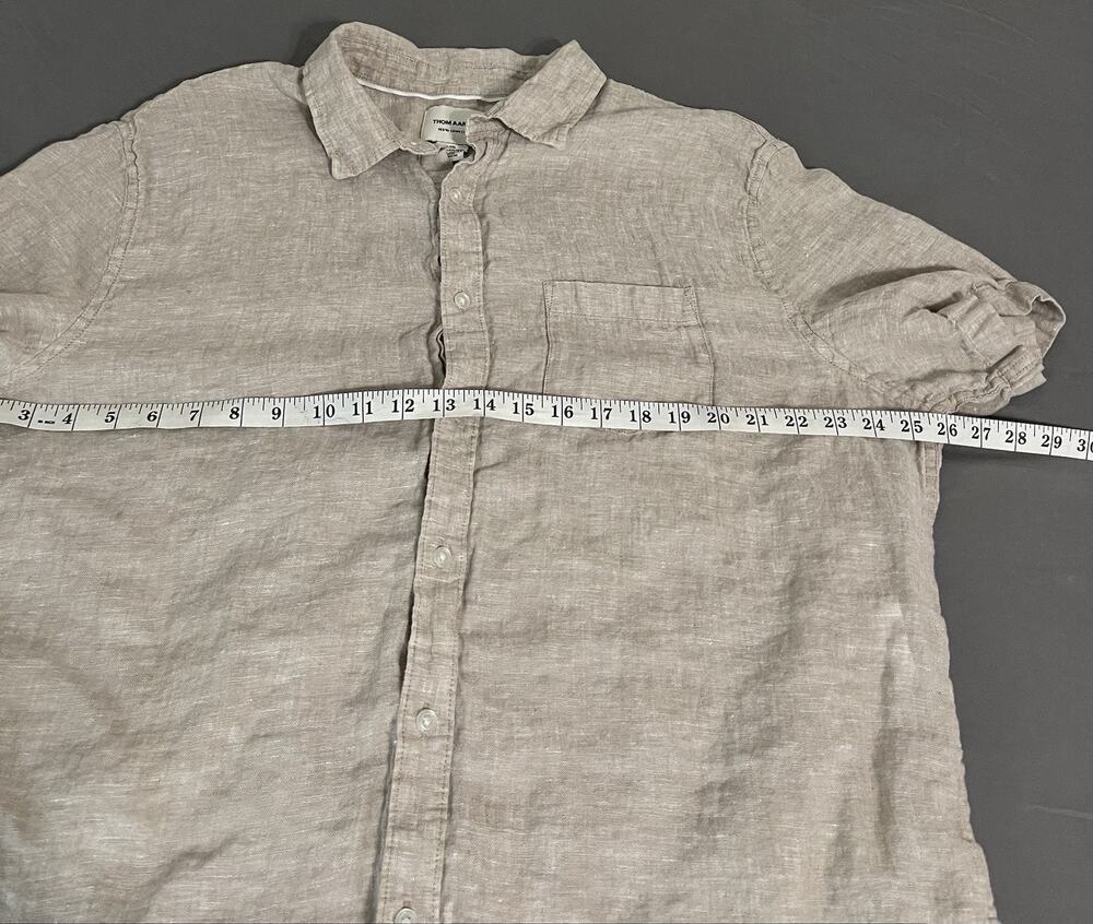 Thom Aaron European Grown Flax Linen Short Sleeve Button Up Shirt 2XL
